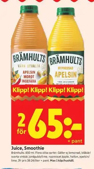 ICA Kvantum Juice, Smoothie erbjuda