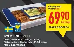 Willys KYCKLINGSPETT, Medlemspris erbjuda