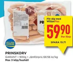 Willys PRINSKORV, Medlemspris erbjuda