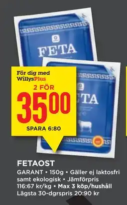 Willys FETAOST, Medlemspris erbjuda