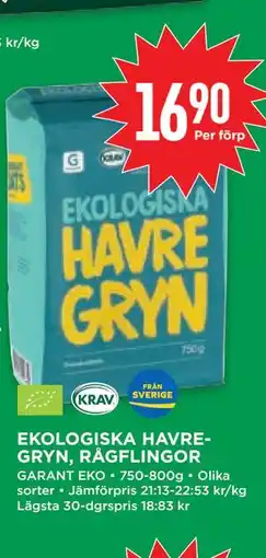 Willys EKOLOGISKA HAVREGRYN, RÅGFLINGOR erbjuda
