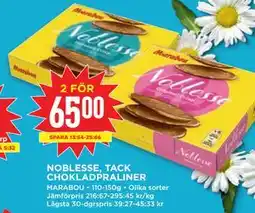 Willys NOBLESSE, TACK CHOKLADPRALINER erbjuda