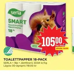 Willys TOALETTPAPPER 18-PACK erbjuda