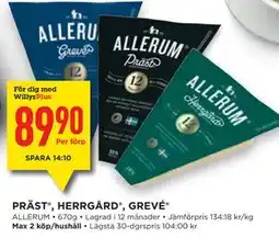 Willys PRÄST , HERRGÅRD , GREVÉ , Medlemspris erbjuda
