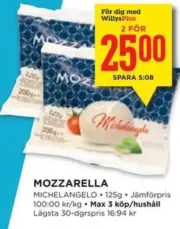 Willys Hemma MOZZARELLA, Medlemspris erbjuda
