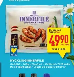 Willys Hemma KYCKLINGINNERFILÉ, Medlemspris erbjuda