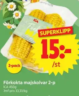 Nya Pulsen ICA Förkokta majskolvar 2-p erbjuda