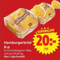 Nya Pulsen Korvbrödsbagaren Hamburgerbröd 8-p erbjuda