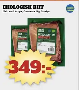 Bonum Matmarknad Garant Ekologisk biff erbjuda