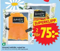 ICA Supermarket ICA Gravad, kallrökt, najad lax erbjuda
