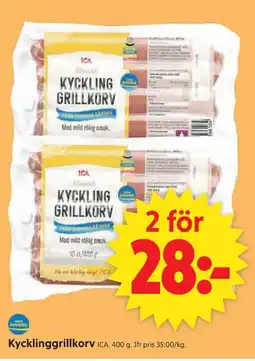 ICA Supermarket ICA Kycklinggrillkorv erbjuda