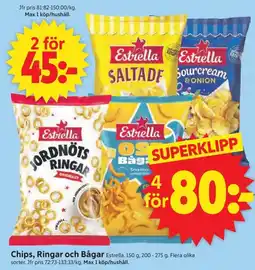 ICA Supermarket Estrella Chips, Ringar och Bågar erbjuda
