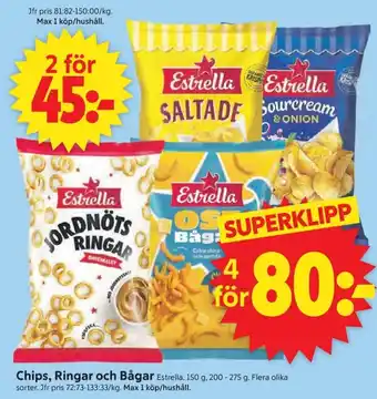 ICA Supermarket Estrella Chips, Ringar och Bågar erbjuda