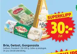 ICA Supermarket Brie, Getost, Gorgonzola erbjuda