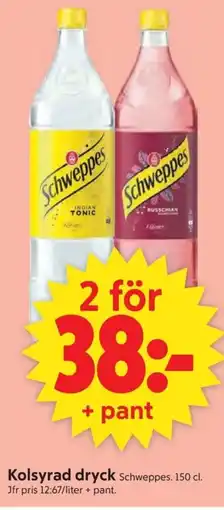 ICA Supermarket Schweppes Kolsyrad dryck erbjuda