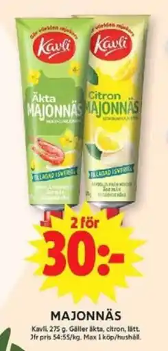 ICA Maxi Kavli Majonnäs erbjuda