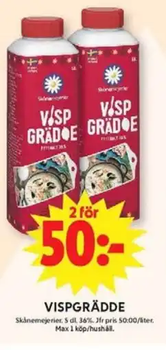 ICA Maxi Skånemejerier Vispgrädde erbjuda