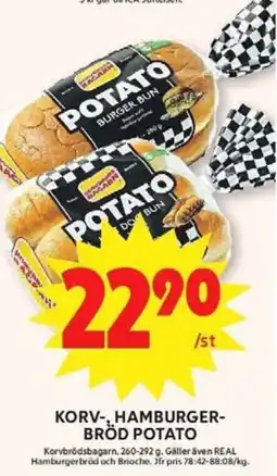 ICA Maxi Korvbrödsbagarn Korv-, hamburger- bröd potato erbjuda