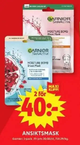 ICA Maxi Garnier Ansiktsmask erbjuda