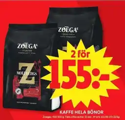 ICA Maxi Zoegas Kaffe hela bönor erbjuda