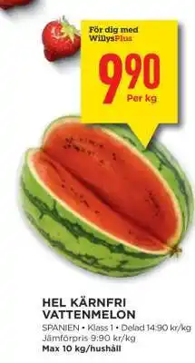 Willys HEL KÄRNFRI VATTENMELON erbjuda
