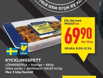 Willys KYCKLINGSPETT erbjuda