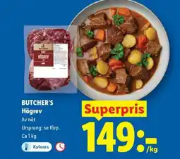 Lidl BUTCHER'S Högrev erbjuda