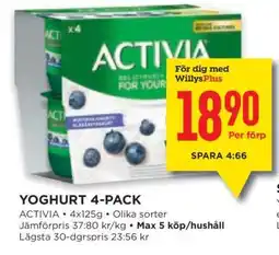 Willys Yoghurt 4-Pack erbjuda