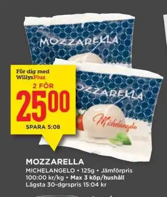 Willys MOZZARELLA erbjuda
