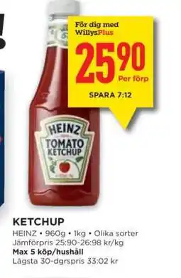 Willys Ketchup erbjuda