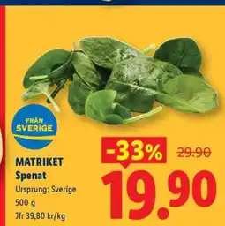 Lidl Matriket Spenat erbjuda
