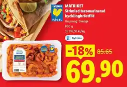 Lidl MATRIKET Strimlad tacomarinerad kycklingbröstfilé erbjuda