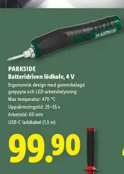Lidl PARKSIDE Batteridriven lödkolv, 4 V erbjuda