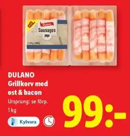 Lidl DULANO Grillkorv med ost & bacon erbjuda
