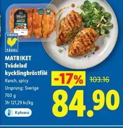 Lidl MATRIKET Tvådelad kycklingbröstfilé erbjuda