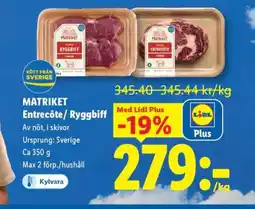 Lidl MATRIKET Entrecôte/Ryggbiff erbjuda