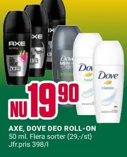 DollarStore AXE, DOVE DEO ROLL-ON erbjuda