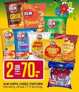 DollarStore OLW Chips, Cheez, Popcorn erbjuda