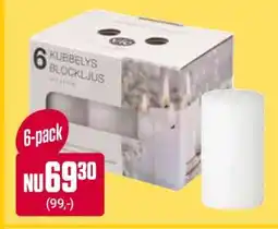 DollarStore Kubbelys Blockljus 6-pack erbjuda