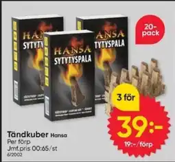 DollarStore Tändkuber Hansa erbjuda