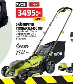 Bauhaus GRÄSKLIPPARE RY18LMX33A-150 18V erbjuda