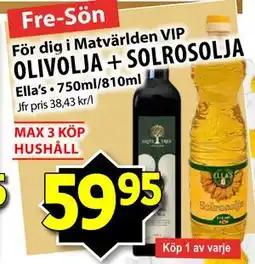 Matvärlden Tensta OLIVOLJA + SOLROSOLJA, Medlemspris erbjuda