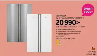 Elon Husqvarna Kyl- & Fryspaket QT922W-V/QR922W-H erbjuda