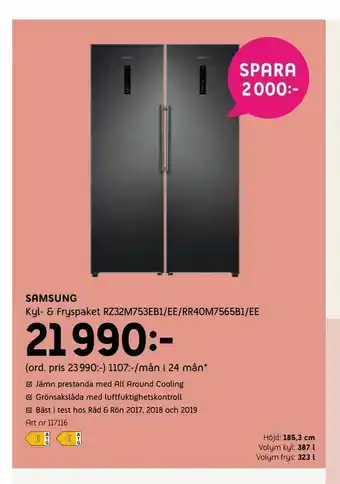 Elon Kyl- & Fryspaket RZ32M753EB1/EE/RR40M7565B1/EE. erbjuda