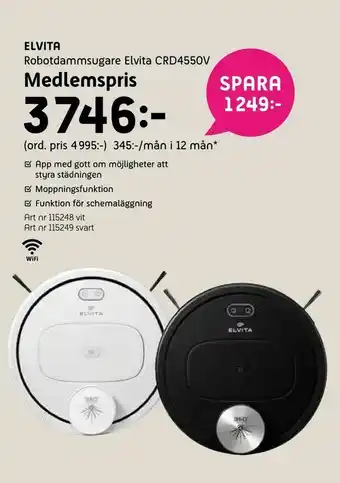 Elon ELVITA Robotdammsugare Elvita CRD4550V erbjuda