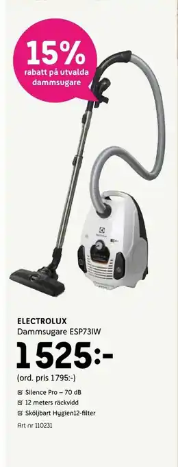 Elon Electrolux Dammsugare ESP73IW erbjuda