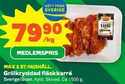 Stora Coop Grillkryddad fläskkarré, Medlemspris erbjuda