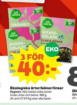Stora Coop Ekologiska ärtor/bönor/linser erbjuda