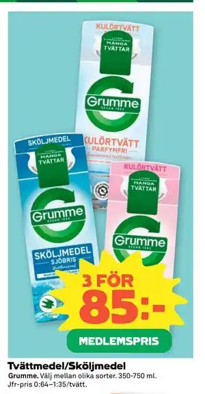 Tvättmedel/Sköljmedel, Medlemspris