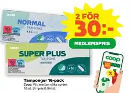 Stora Coop Tamponger 16-pack erbjuda